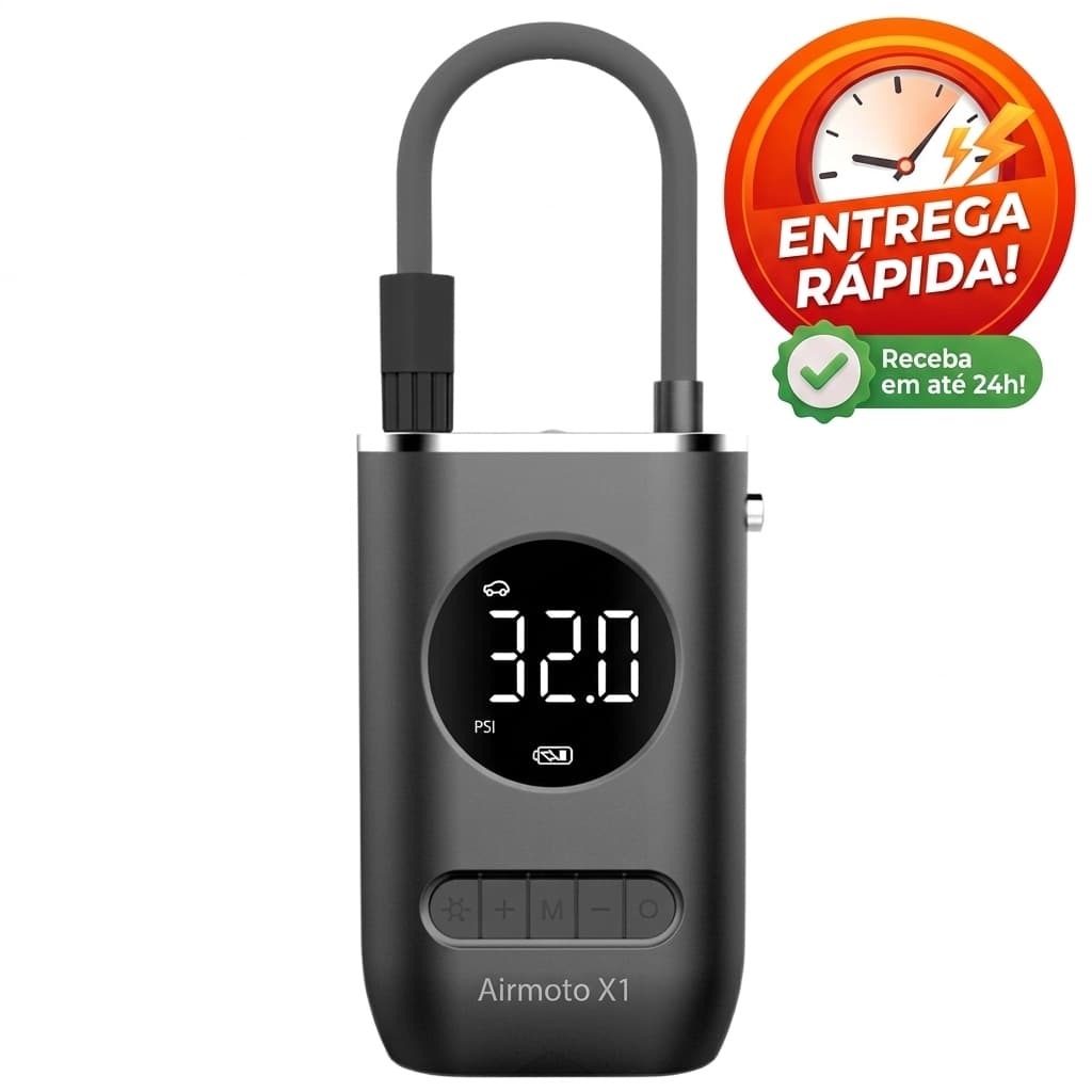 "Compressor de Ar Digital Portátil: Encha Pneus e Objetos em Segundos!"