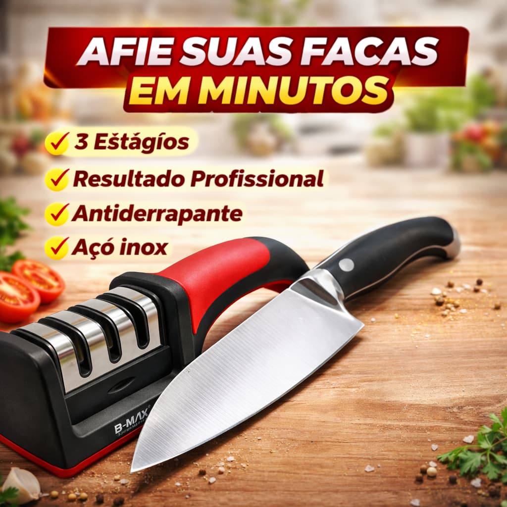 Amolador De Faca Profissional 3 Estágios Afia E Recupera