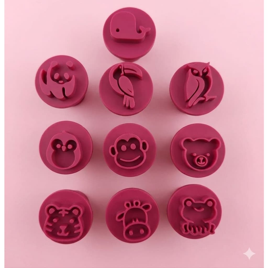 Kit 10 Carimbo Marcador Brigadeiro Animais Safari