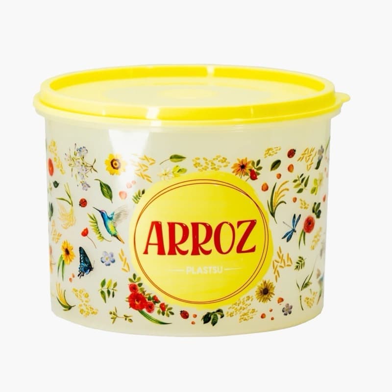 Pote Porta Mantimento Plastsu Redondo 1,6 L Multiuso Estampado Decorado Armazenamento Alimento Transparente