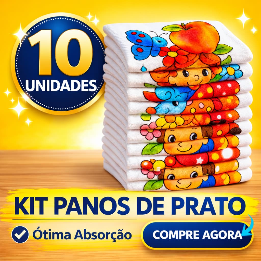 Kit 5 10 15 e 20 Pano De Prato Cozinha Estampado 100% Algodão com Bainha pano estampado Decoração