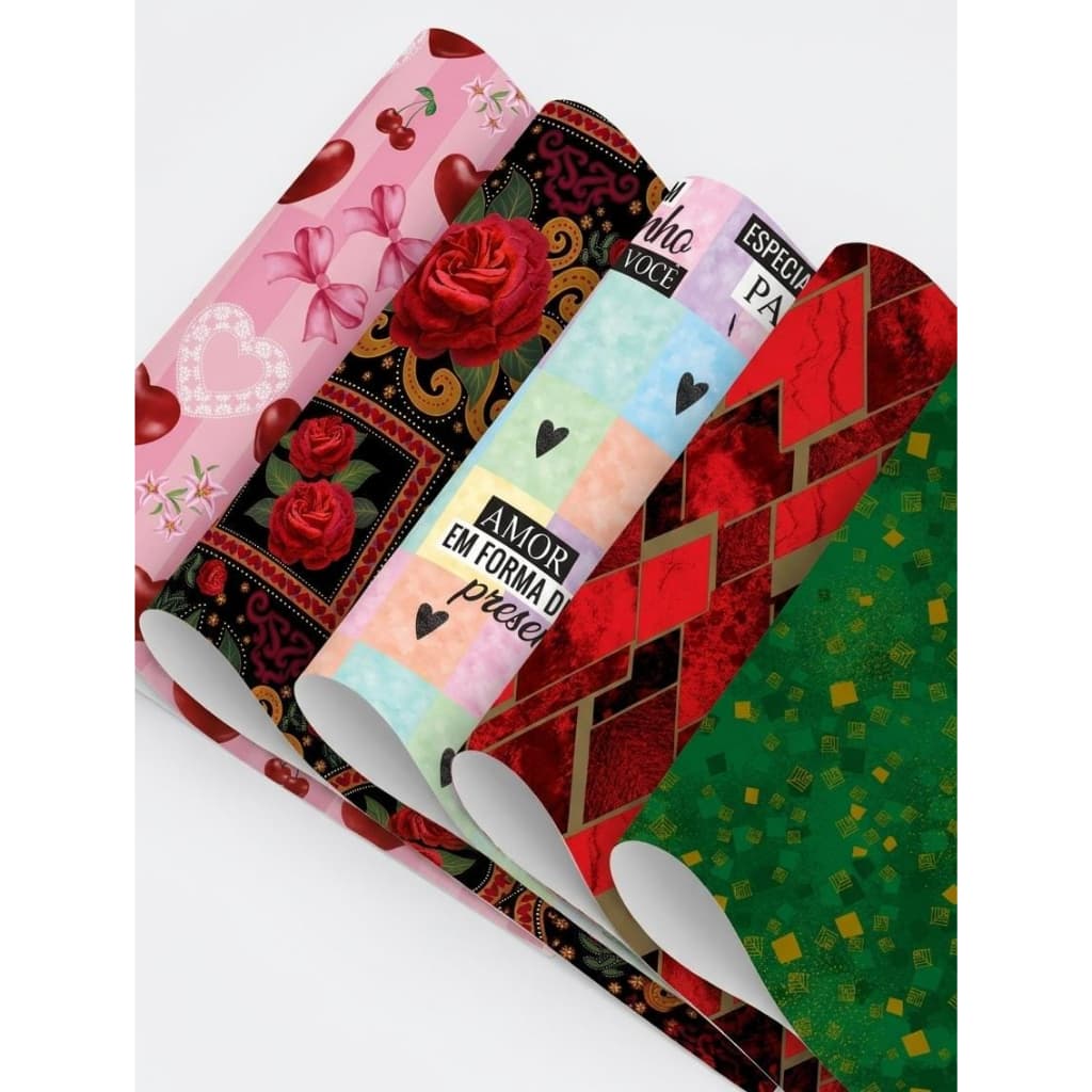 Papel de Presente Masculino Feminino Neutro Casual Romantico Floral 50cm x 60cm Pacote Com 40 Folhas