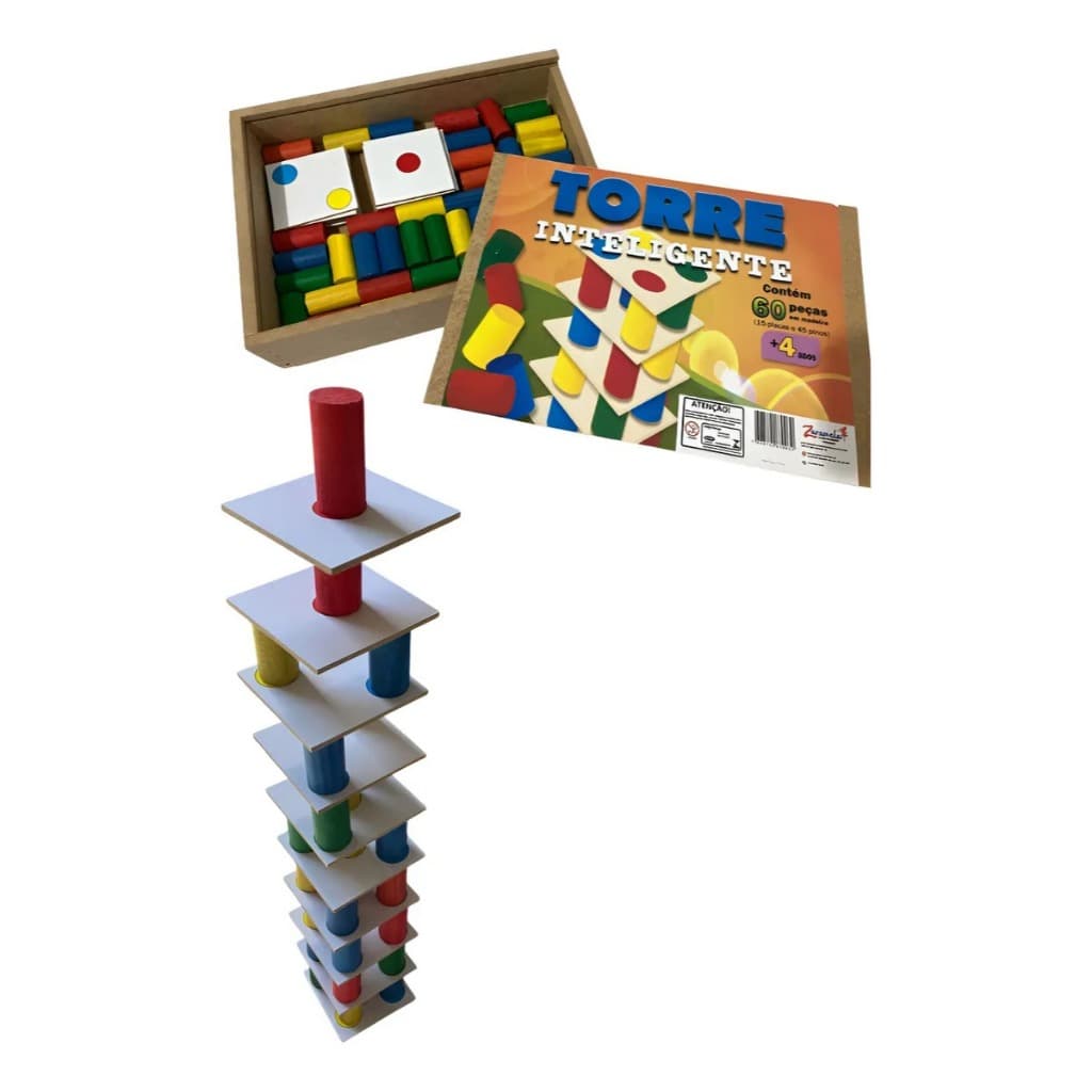 Torre Inteligente de Madeira - Brinquedo Educativo