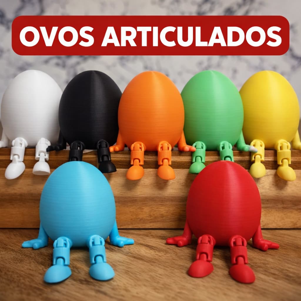Ovo de Páscoa Articulado 3D | Decoração de Páscoa Divertida | Ovo com Pernas Móveis | Kit com 1, 2 e 4 pçs