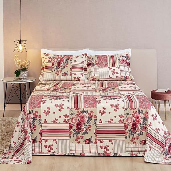 cobre leito king dupla face com portas matelados  estampas floridas