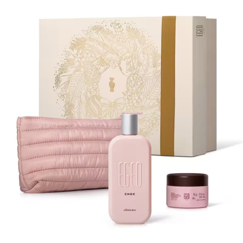 Kit Presente Boticário Egeo Choc Perfume 90ml + Hidratante Corporal 85g + Nécessaire