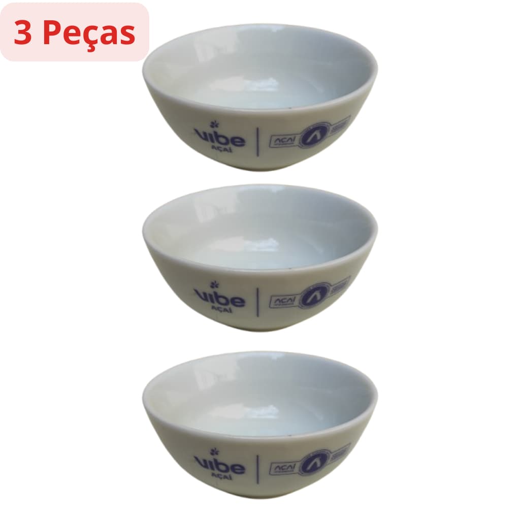 Kit 3 Tigela / Bowl / Cumbuca de Cerâmica Branca Porcelana 200ml