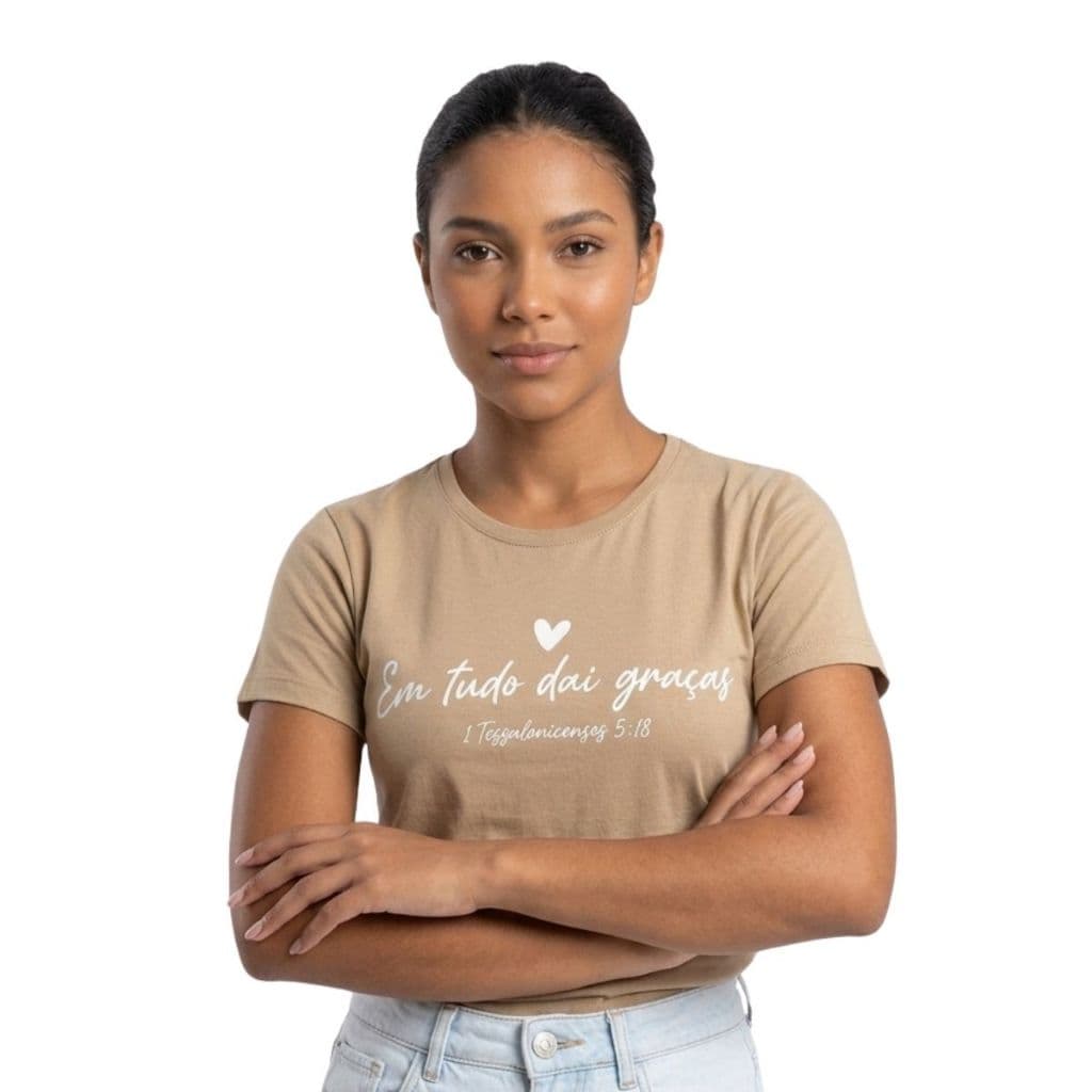 T-shirt Estampada Feminina Básica Moderna Moda Cristã Confortável Estilosa Versátil