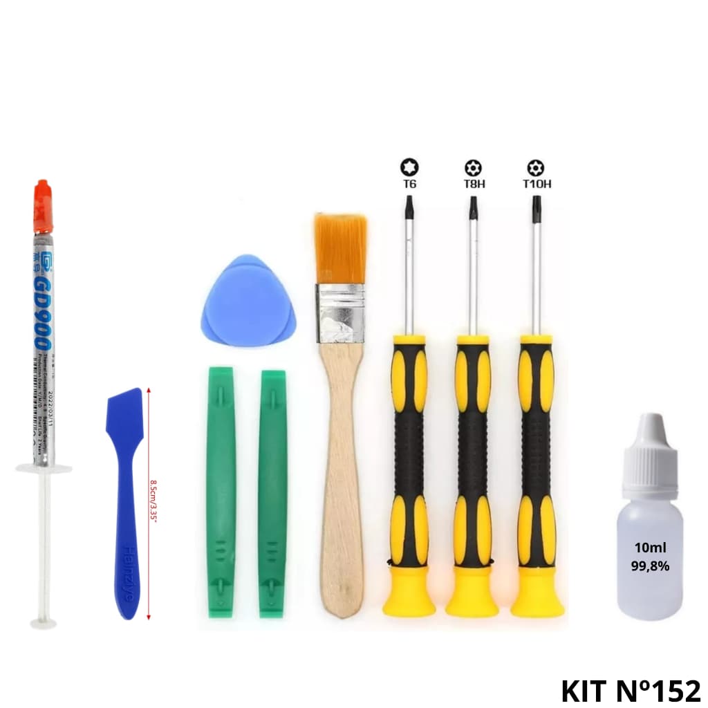 Kit Pasta Térmica Gd900 + Espátula + Chaves Torx T6 T8 T10 Imantadas + Pincel + 10ml