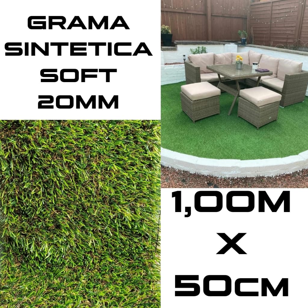 Tapete Soft Grama Sintética 20mm Artificial Semelhante Natural Para Areas Externas e Internas
