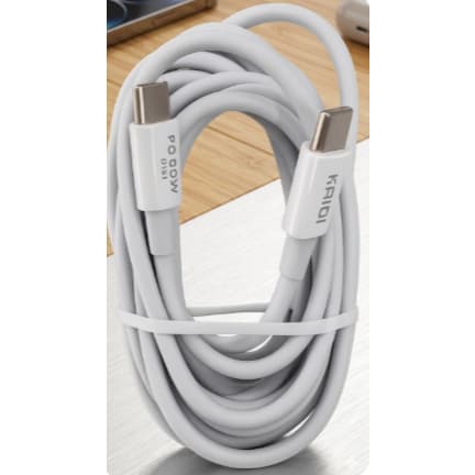 Cabo USB-C Para USB-C Kaidi 60W KD-04C Turbo PD Branco