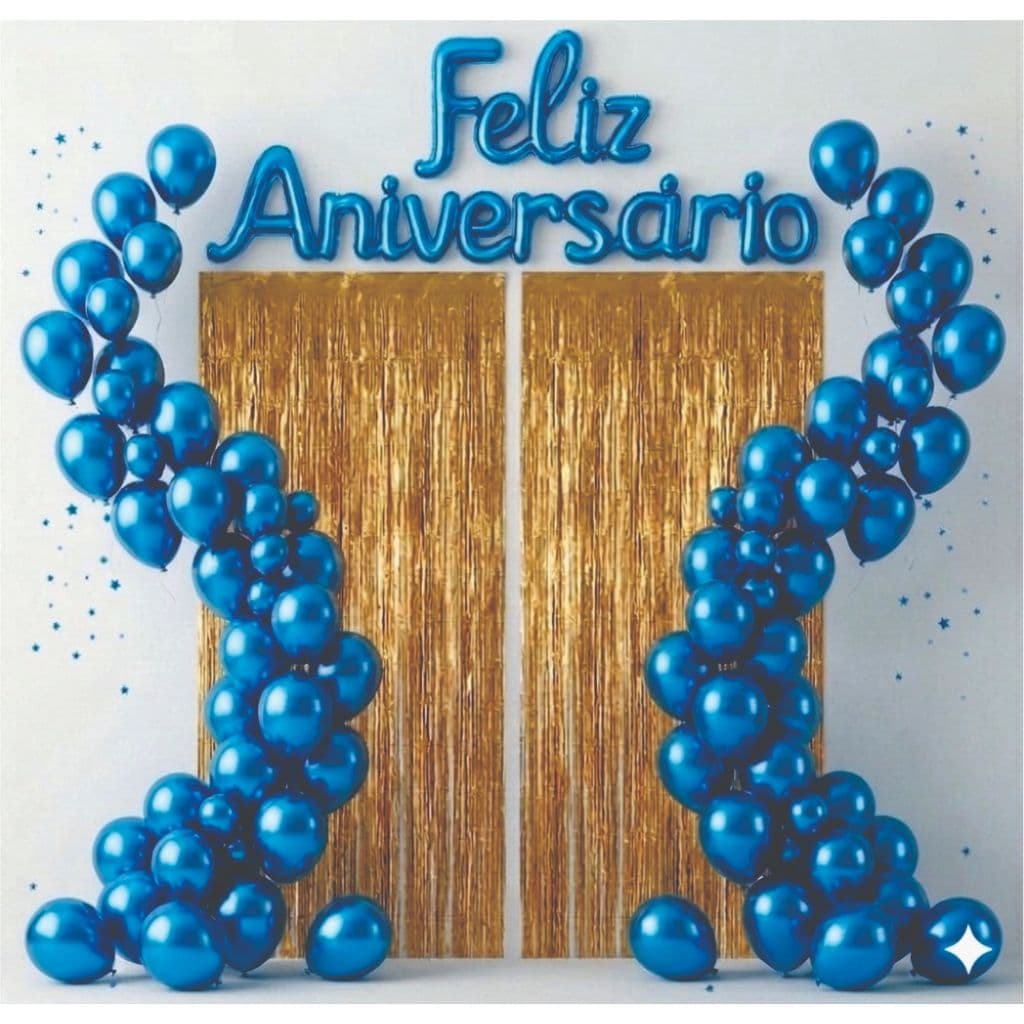 Kit Balão Feliz Aniversário Decoração Festa Cortina Faixa balões 68 peças