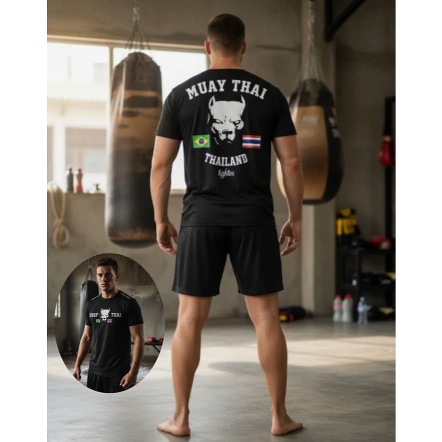 Camisa de Muay Thai Big Dog Modelo Competidor Tecido Dry Fit Boxe Kickboxing