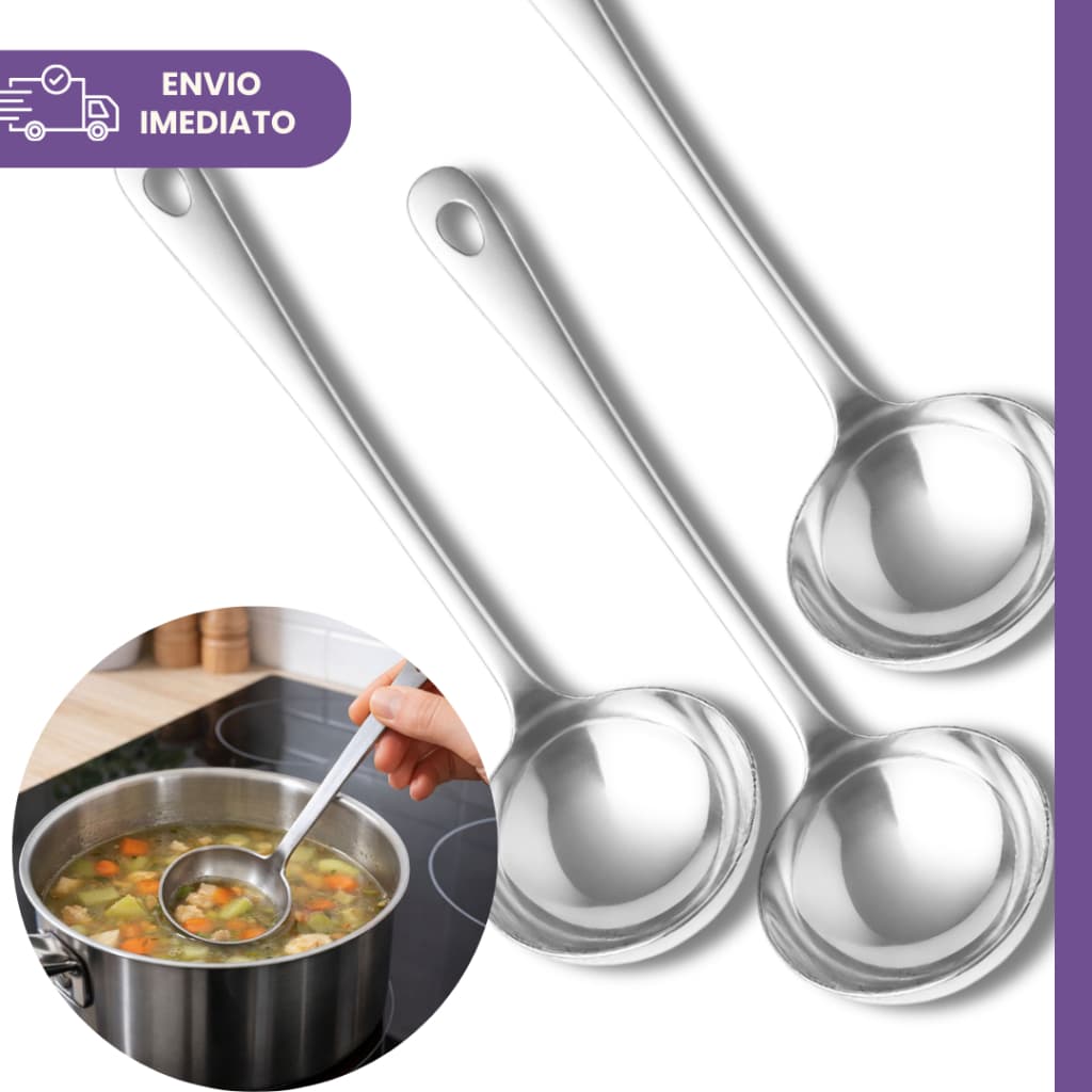 Kit 3 ou 2 ou 1 Concha em Inox Design Compacto 23cm Sopas Caldos p/ Cozinhas de Lanchonetes e Hotel