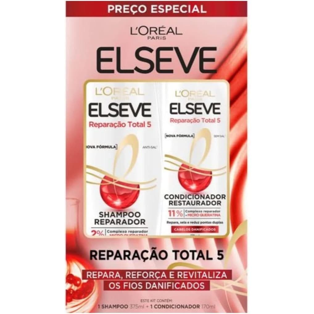 Kit L'Oréal Paris Elseve Reparação Total 5 composto por 1 Shampoo de 375ml e 1 Condicionador de 170ml cabelos danificado