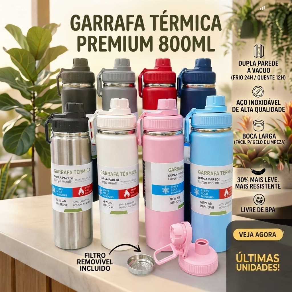 Garrafa Térmica 800ml Garrafa Espacial Quente & Frio Com Isolamento De Inox Grande Capacidade