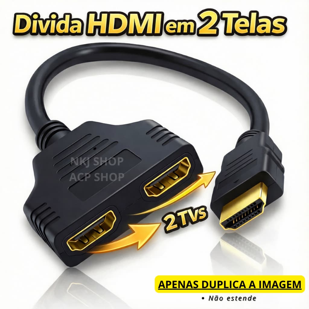Splitter HDMI 1x2 Duplicador 1 Entrada 2 Saídas Full HD 1080p Para TV PS4 Xbox Notebook