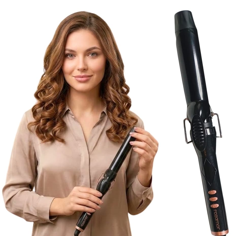 Modelador de Cachos Profissional 32mmTela LCD Antifrizz Bivolt 4 Níveis de Temperatura Cabo Giratório 360°