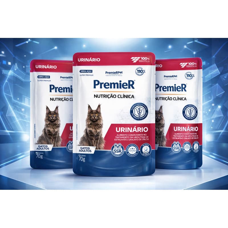 Sachê Premier Gato Urinário 70g Kit 3 Unidades | Ração Úmida Nutrição Clínica PremierPet Gatos Adultos
