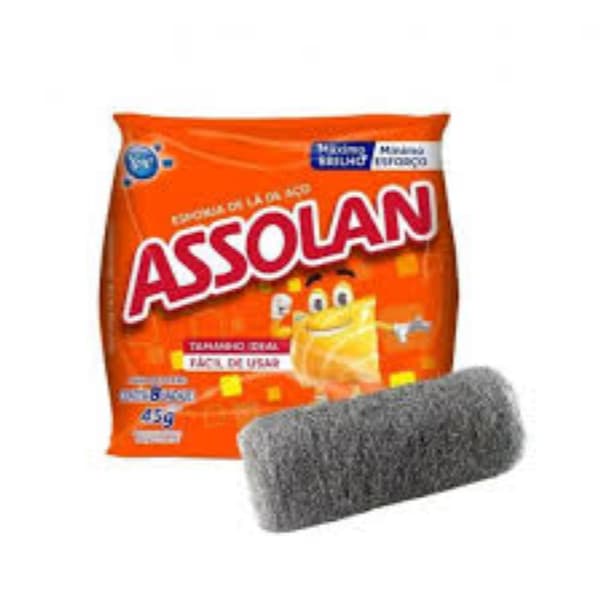 Esponja De Aço Assolan 45g Contém 8 Unidades