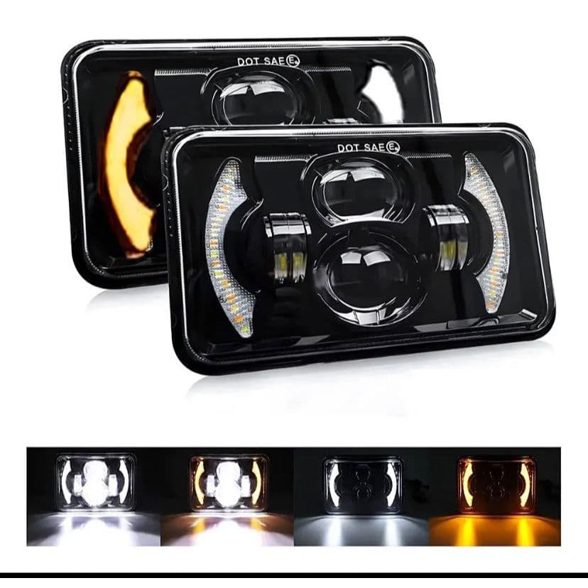Par 2 Faróis Led Mb 1113 Cara Preta Drl Seta Adaptação H4 Preto Branco-frio