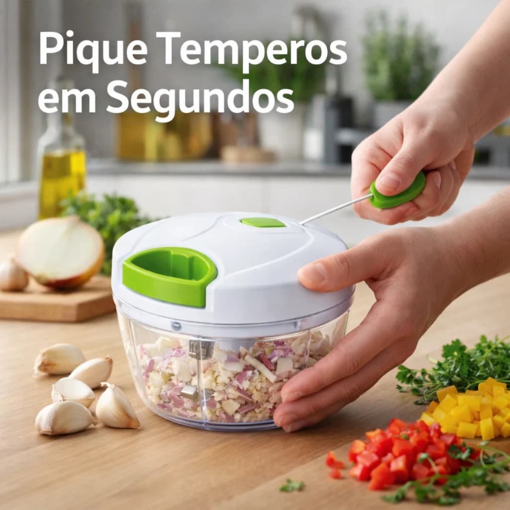 Mini Processador de Alimentos Manual 700ml/500ml/170ml Triturador de Alho Cebola e Temperos 3 Lâminas Inox