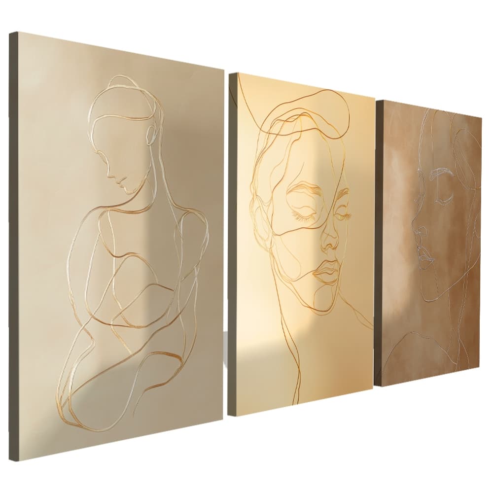 Quadro Decorativo 122x60cm  Rosto Feminino Beleza Delicado Tamanho Grande(MULHER LINHAS)