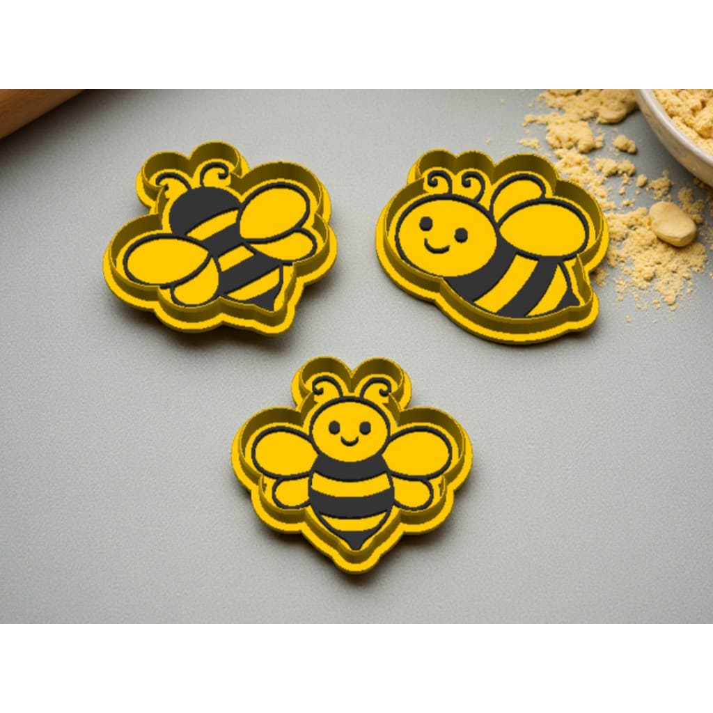 Kit Cortadores de Bolacha Biscoito Pasta Americana Cookies - Abelhas - 3 Peças