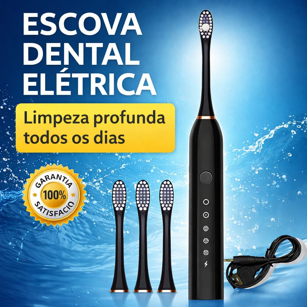 Escova Dental Elétrica Recarregável 6 Modos