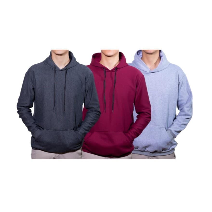 Kit 3 Blusa Moletom Canguru 100% Algodão Com Capuz e Bolso Casaco Masculino e Feminino Unissex