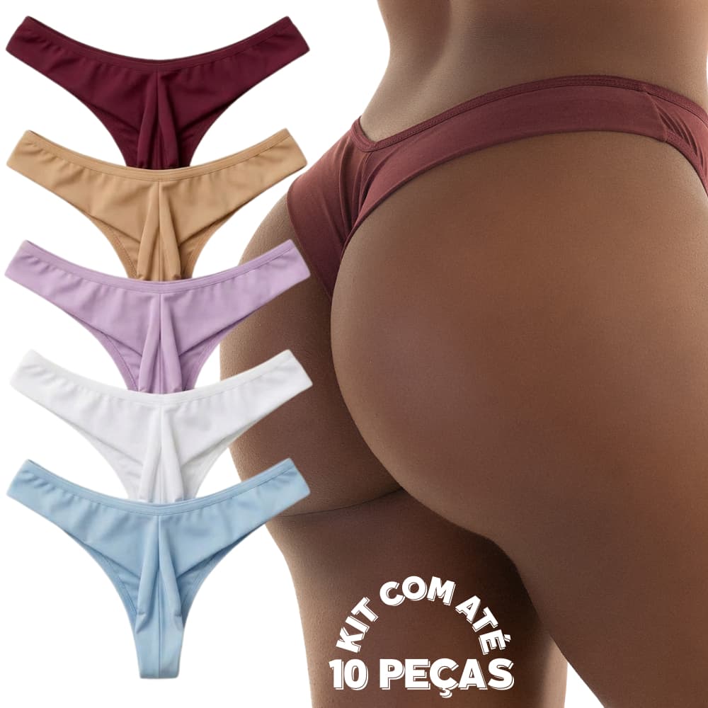 Kit com 5 e 10 Calcinhas Fio Duplo Levanta Bumbum Confortável Forro em Algodão Sensual