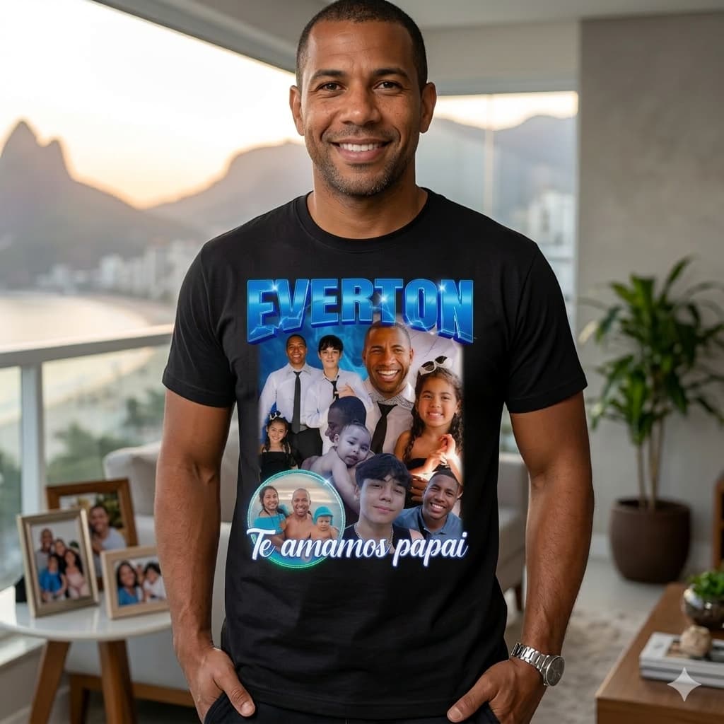 Camiseta Personalizada com Fotos Camisa Homenagem Pai Presente