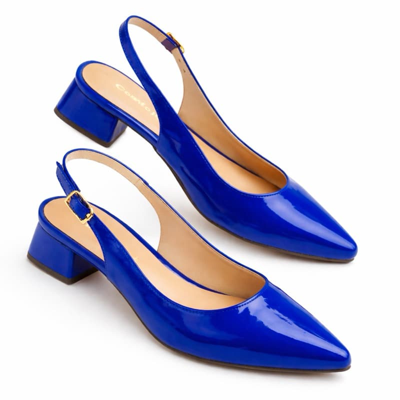 Mule Slingback Feminino Salto Bloco Baixo 3cm Bico Fino Confortável Social Casual