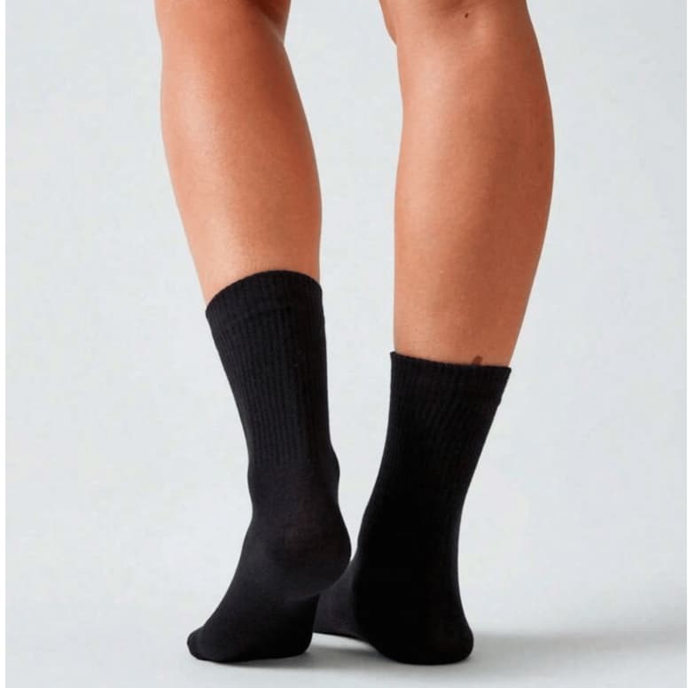 Kit Meia Longa Cano Alto Preta Branca Masculino Feminino Unissex Preto Branco
