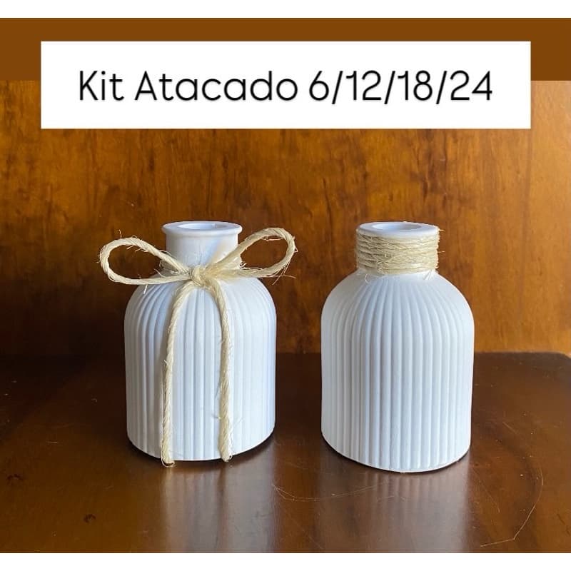 Kit Vaso Decorativo Gesso Minimalistas Com Sisal - Kit Atacado Decoração Minimalista casamentos batizados festas eventos