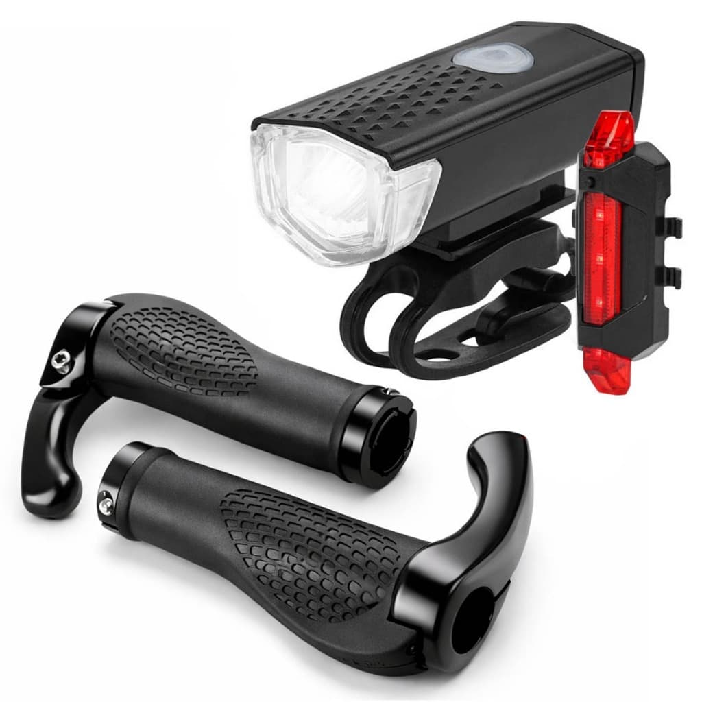 Par De Manopla Bike Ciclismo Anatômica Gel + Farol Lanterna Bicicleta Bike Luz Led a Prova D'Água