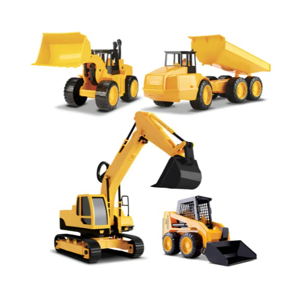 Kit 4 Tratores Escavadeira Miniatura Brinquedo Infantil-roma Cor Amarelo E Preto Amarelo