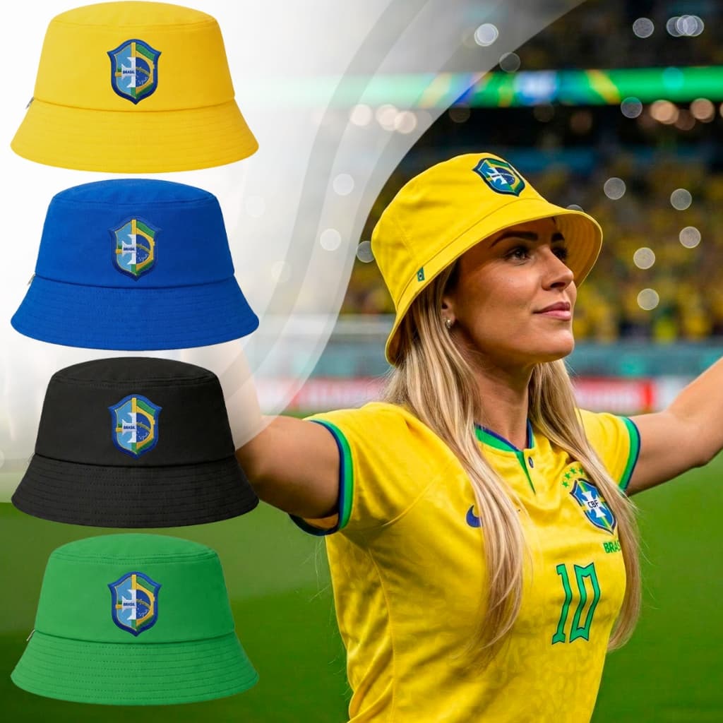 Chapéu Bucket Hat Brasil Bandeira Unissex Estilo Moda Praia Aesthetic Copa do Mundo 2026 Torcedor