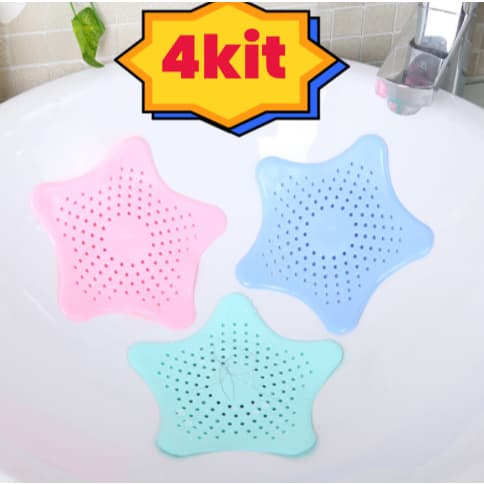4  Pcs Tampa Silicone Ralo Pia Cozinha Banheiro Estrela 14cm Promoção