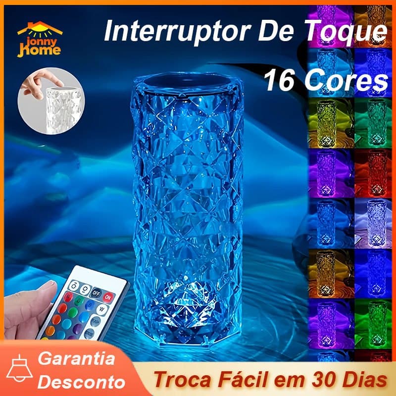 16 Cores Luminária De Mesa Toque Cristal Diamante Com Controle Remoto - Luzes De Ambiente Para Festa