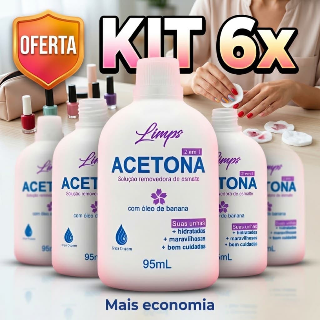 Linha Unhas - 6 removedor de esmalte  Limp's Cruzeiro 95ml - Com Óleo de Banana