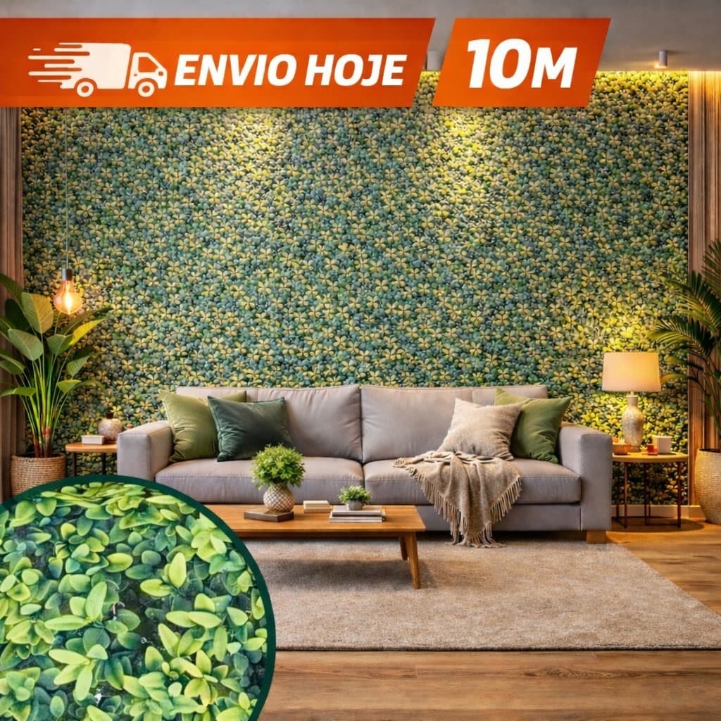 Papel De Parede Lavável Texturizado Buchinho Plantas Hera Muro Verde Inglês Samambaia Autocolante