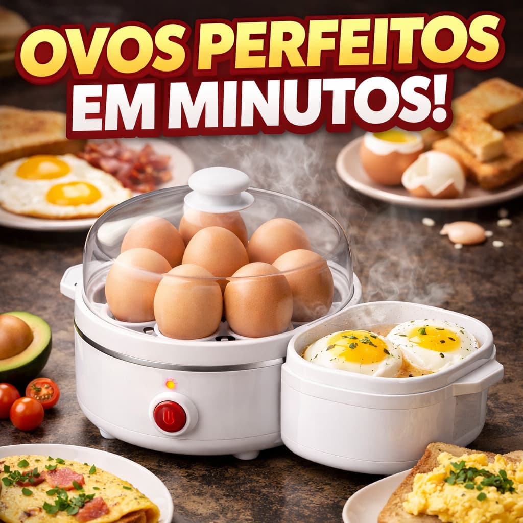 Cozedor de Ovos Elétrico 110V 7 Ovos Automático Egg Cooker Multifuncional Rápido
