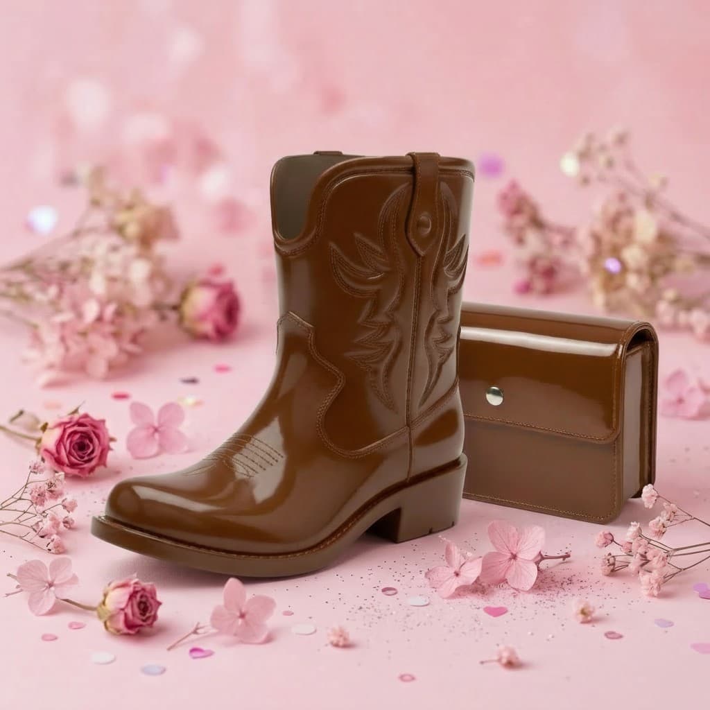 Bota Infantil Menina Texana Verniz Ana Castela Boiadeira Kit Com Bolsa Fleca Palmilha Confortável