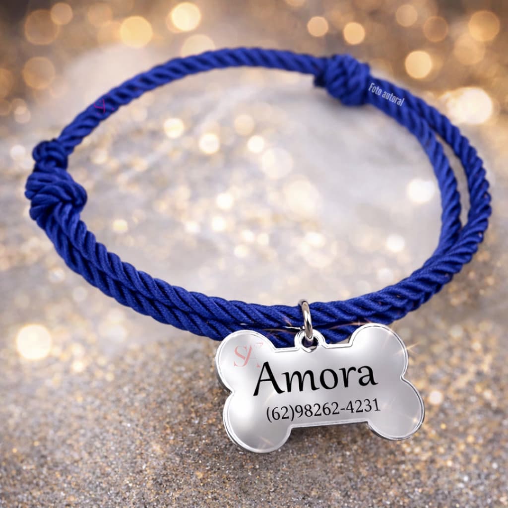 Coleira Pet com Tag Personalizada Com Nome Do Cachorro ou Gato K1