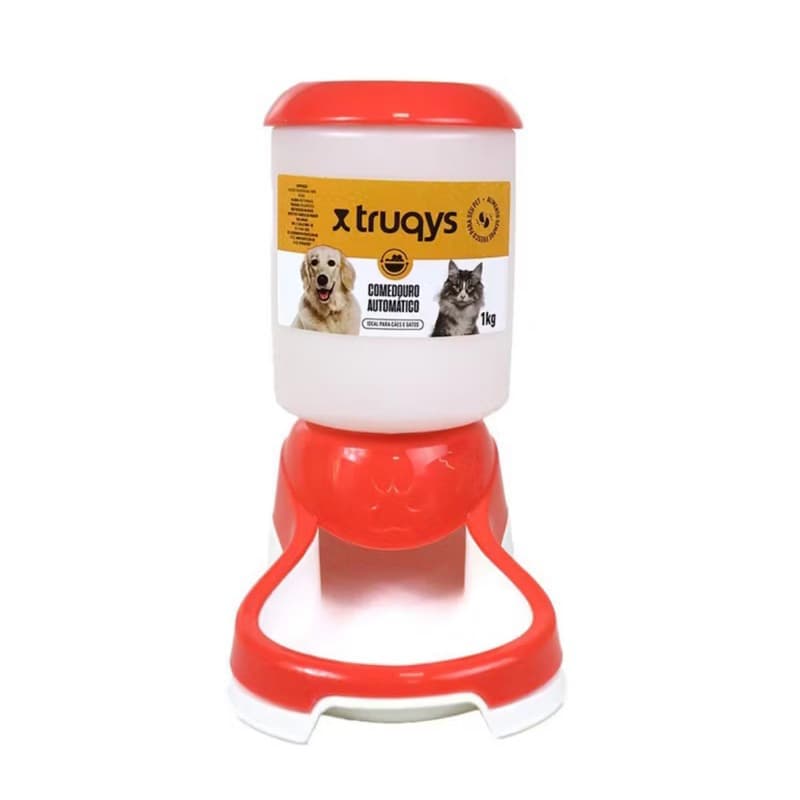 Comedouro Automático Pet 1kg Cães e Gatos Dispenser Ração Antivazamento + Bandeja Brinde