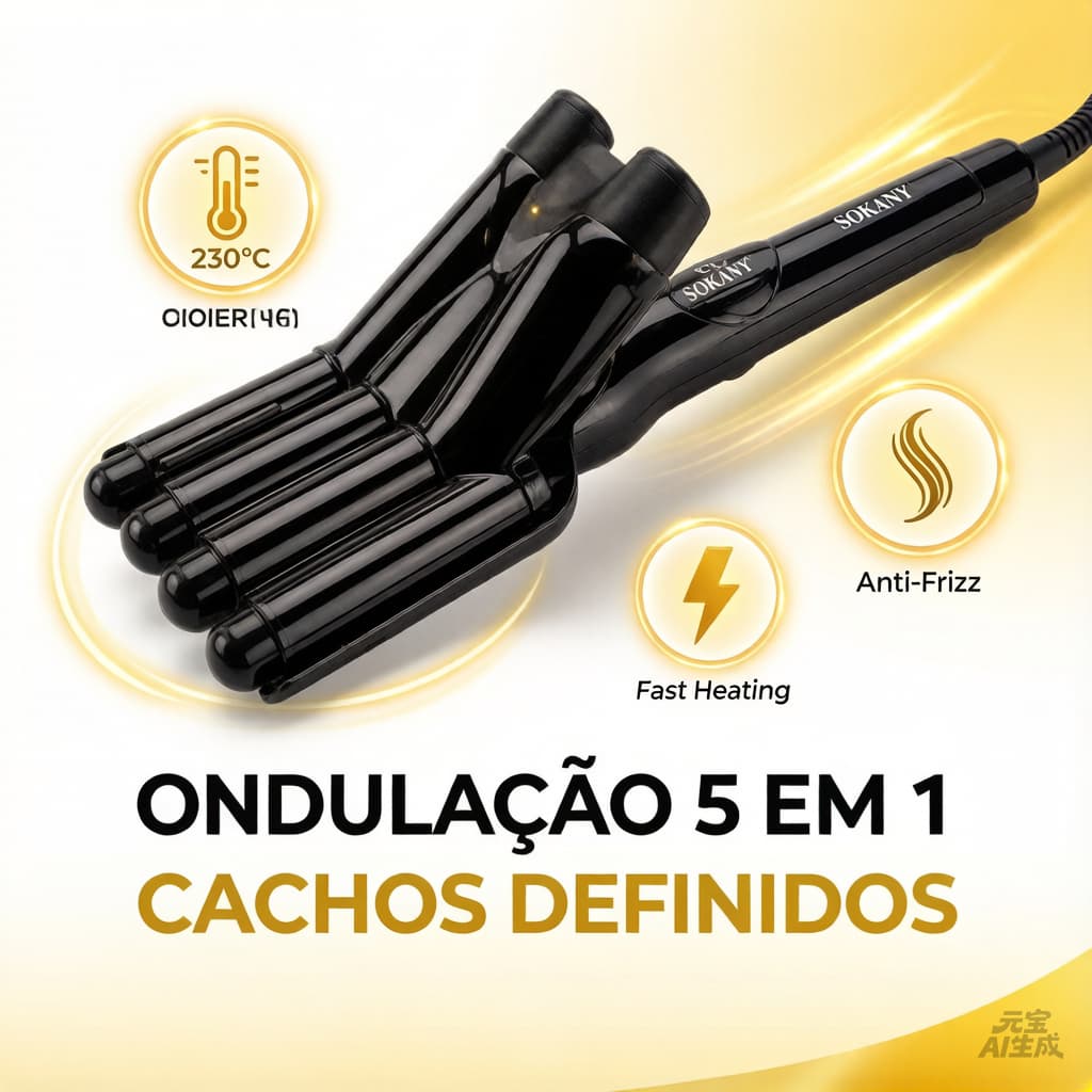 Escova Modeladora 5 Em 1 Profissional - Cachos Definidos e Volume com Alta Temperatura 230°C