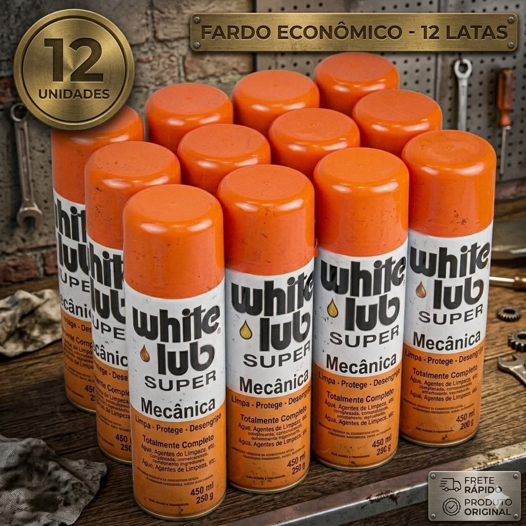 WHITE LUB ORBI QUÍMICA OLÉO DESINGRIPANTE LUMBRIFICANTE 300ML PACOTE COM 12 E 6 UNIDADES