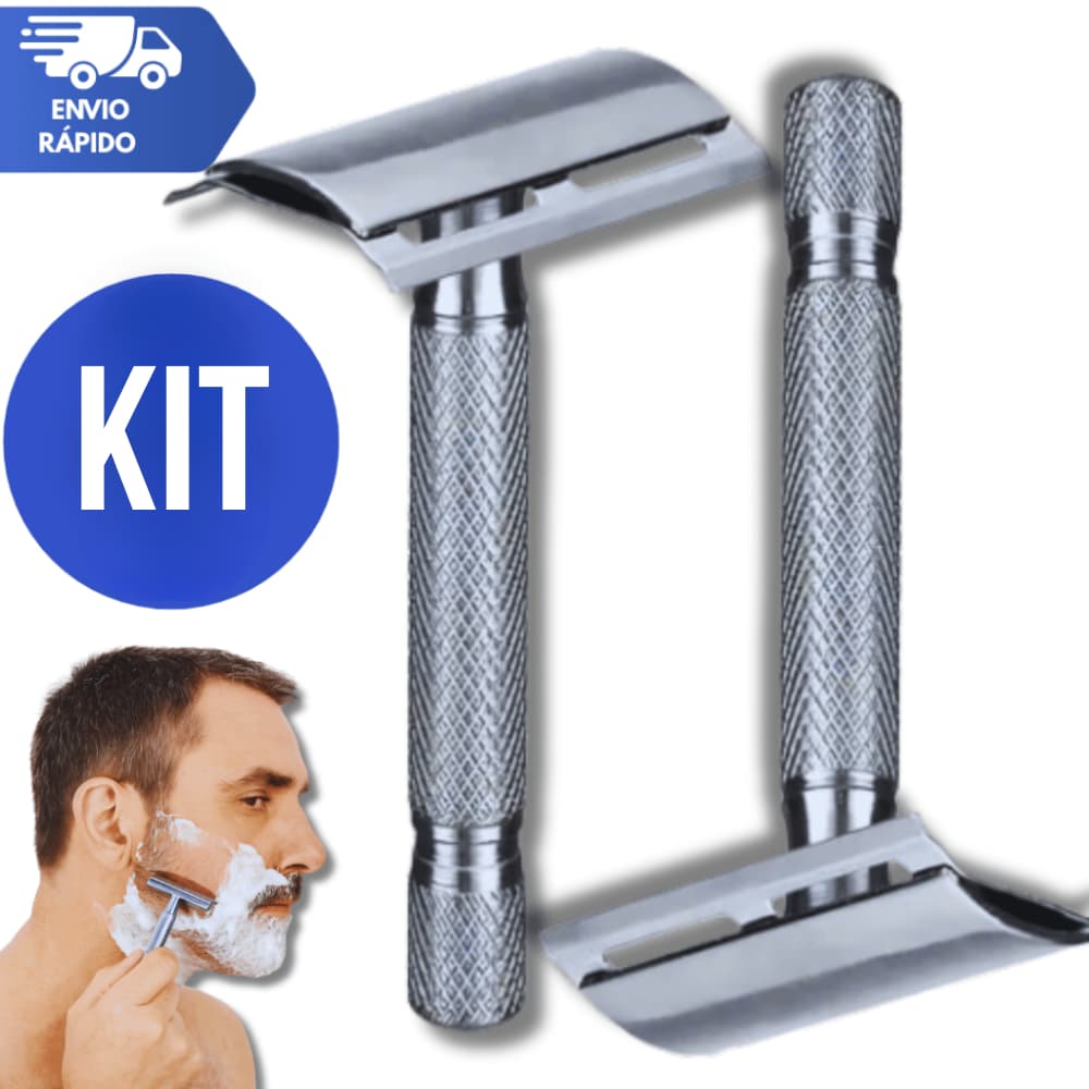 Barbeador De Metal Barbear Acompanha 1 lâmina por Unidade Cabo Antiderrapante Barba