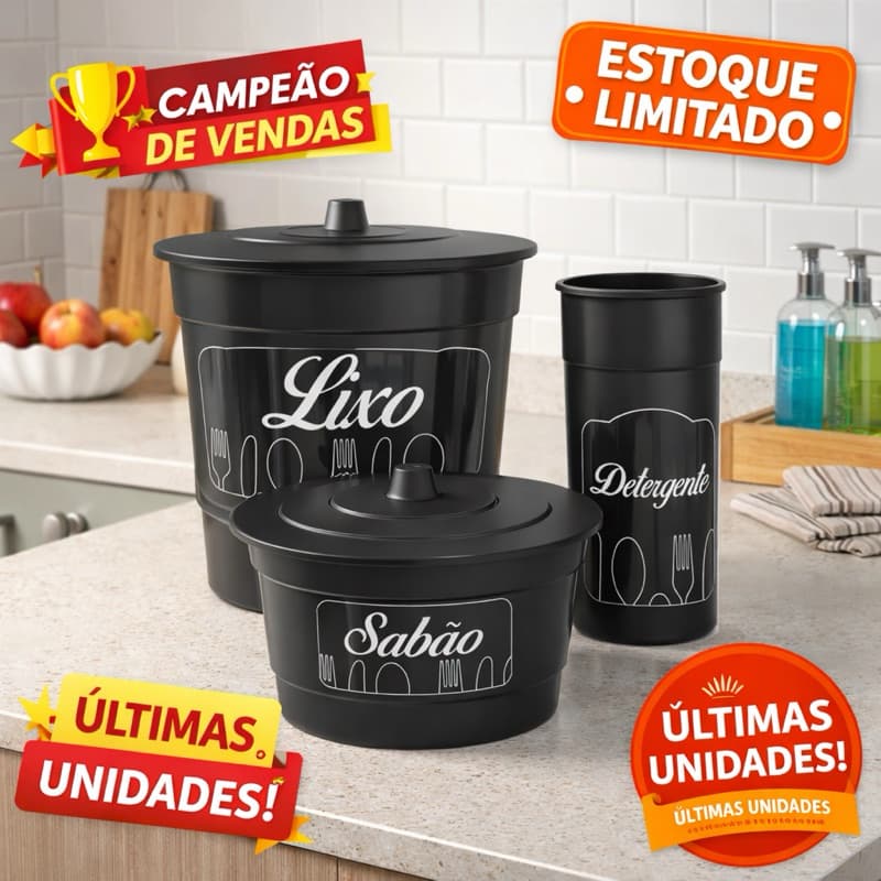 Kit Pia Conjunto Decorado 3 Peças Organização Casa Cozinha Praticidade Diversos Modelos